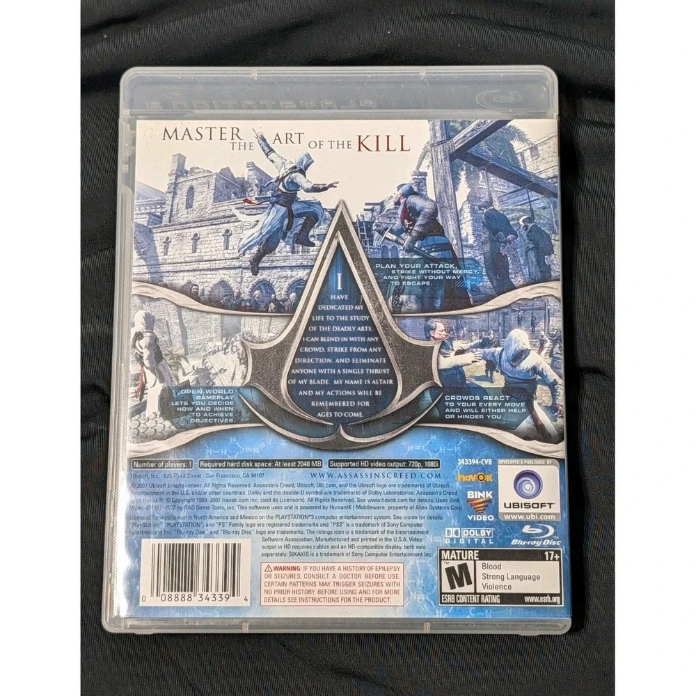 Assassin's Creed Sony PlayStation 3 PS3 2007 Original Black‎ Label CIB Complete